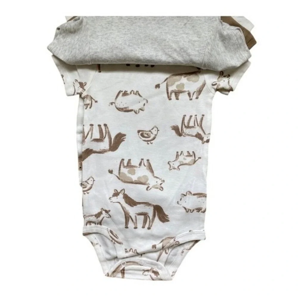 Carter's Baby Boys 4-pack Body Suit Tan, Heather Gray, White 18M New with‎ Tags!
